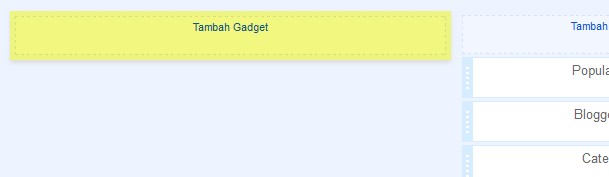 Widget posting menghilang, dan sebuah elemen untuk menambahkan widget baru akan tampil seperti halnya pada sidebar blog.