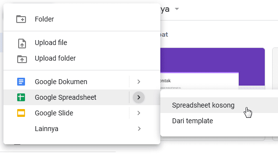 Membuat Spreadsheet Baru