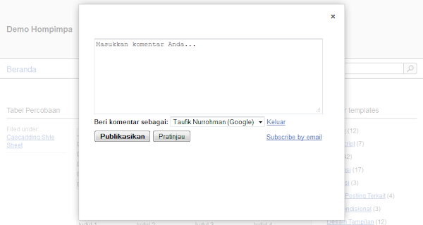 Popup Formulir Komentar Blog dengan jQuery
