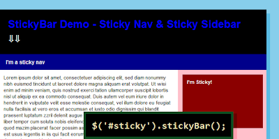 StickyBar jQuery Plugin