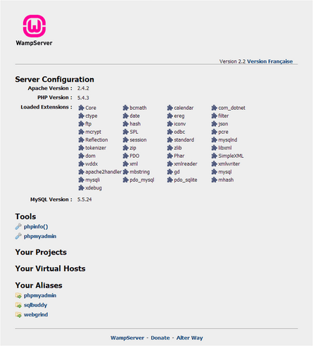 Menu WampServer