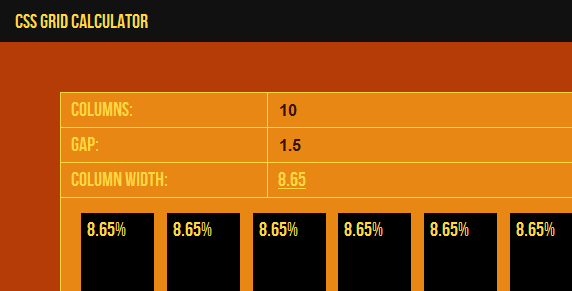 CSS Grid Calculator
