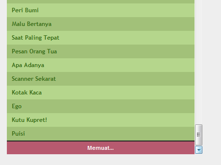 Sebuah kumpulan data dalam daftar akan menampilkan indikator sedang memuat dan akan memulai pemuatan data baru saat jarak gulungan telah mencapai titik maksimal